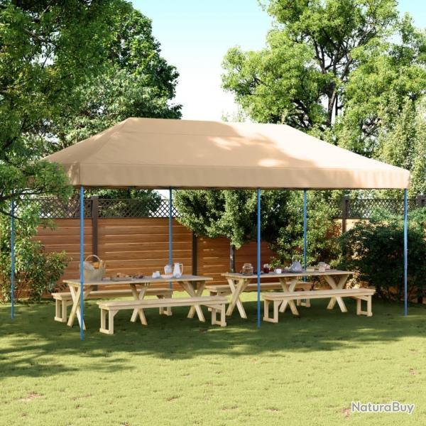 Tente de rception pliable escamotable beige 580x292x315 cm alsavelo