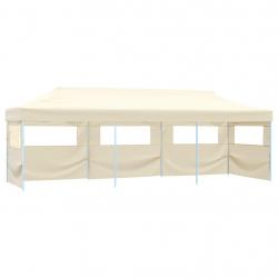 Tente de réception pliable escamotable avec 5 parois 3x9m crème alsavelo