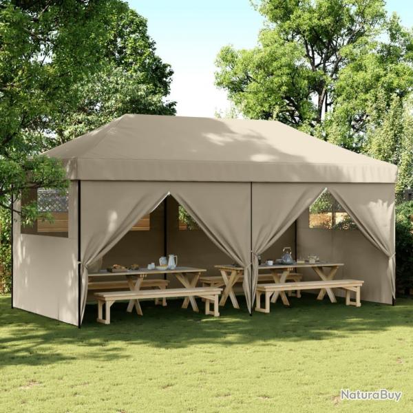 Tente de rception pliable escamotable 4 parois latrales taupe alsavelo