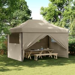 Tente de réception pliable escamotable 4 parois latérales taupe alsavelo