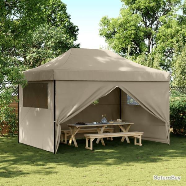 Tente de rception pliable escamotable 4 parois latrales taupe alsavelo