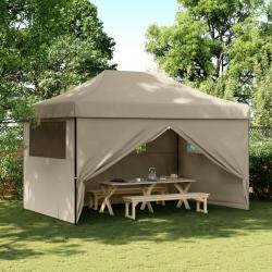 Tente de réception pliable escamotable 4 parois latérales taupe alsavelo