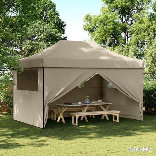 Tente de rception pliable escamotable 4 parois latrales taupe alsavelo