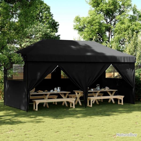 Tente de rception pliable escamotable 4 parois latrales noir alsavelo
