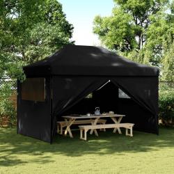 Tente de réception pliable escamotable 4 parois latérales noir alsavelo