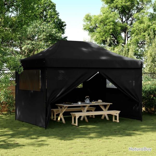 Tente de rception pliable escamotable 4 parois latrales noir alsavelo