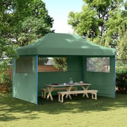 Tente de réception pliable escamotable 3 parois latérales vert alsavelo