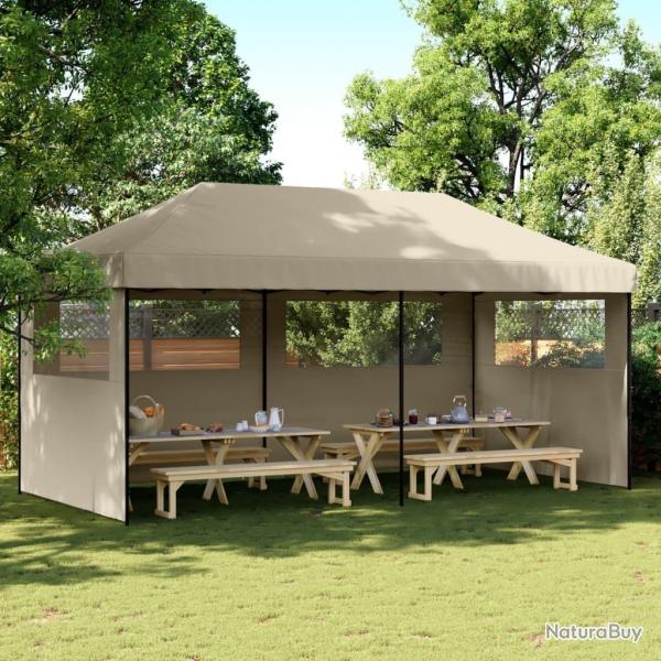 Tente de rception pliable escamotable 3 parois latrales taupe alsavelo