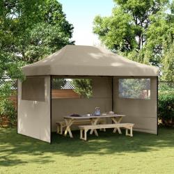 Tente de réception pliable escamotable 3 parois latérales taupe alsavelo