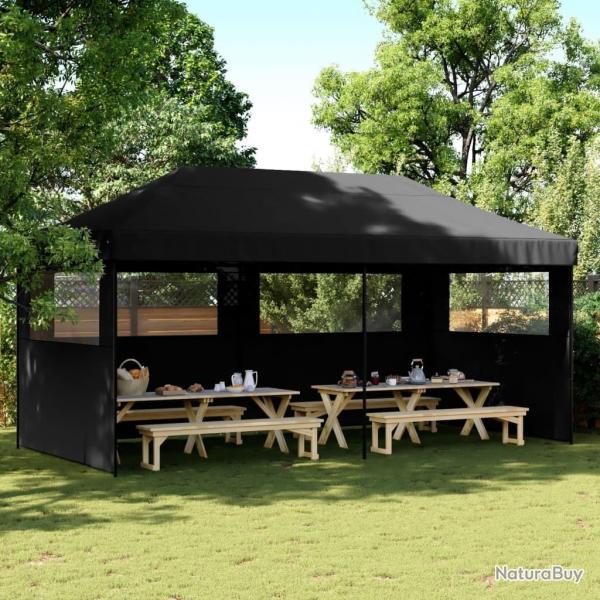 Tente de rception pliable escamotable 3 parois latrales noir alsavelo