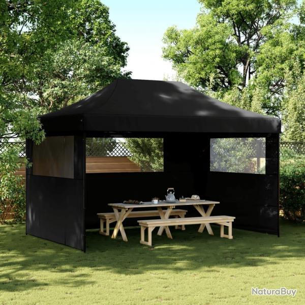 Tente de rception pliable escamotable 3 parois latrales noir alsavelo
