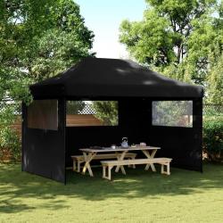 Tente de réception pliable escamotable 3 parois latérales noir alsavelo