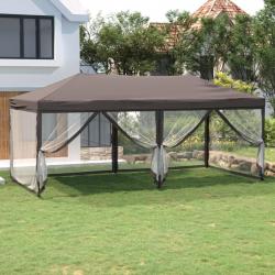 Tente de réception pliable avec parois Taupe 3x6 m alsavelo