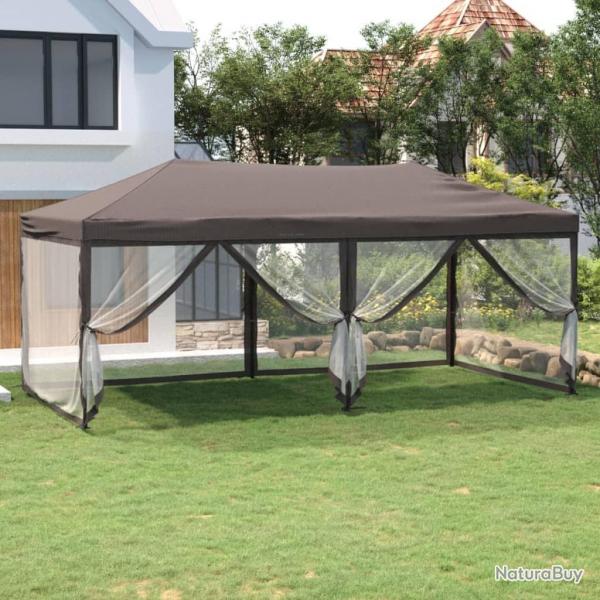 Tente de rception pliable avec parois Taupe 3x6 m alsavelo