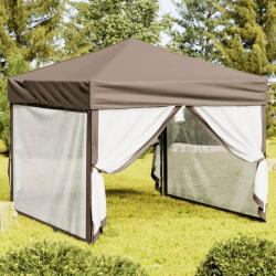 Tente de réception pliable avec parois Taupe 3x3 m alsavelo
