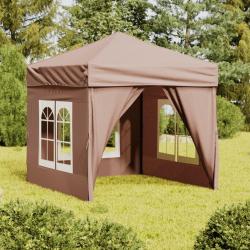 Tente de réception pliable avec parois Taupe 2x2 m alsavelo