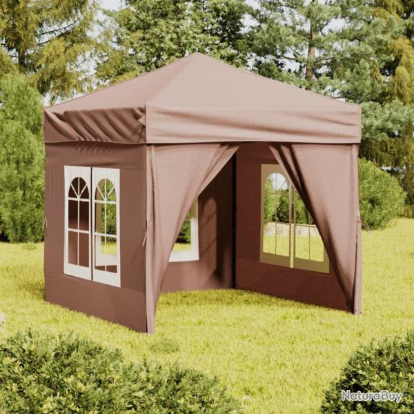 Tente de rception pliable avec parois Taupe 2x2 m alsavelo