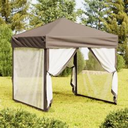 Tente de réception pliable avec parois Taupe 2x2 m alsavelo