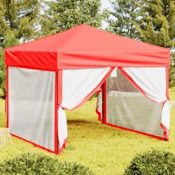 Tente de réception pliable avec parois Rouge 3x3 m alsavelo