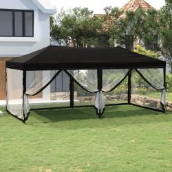 Tente de réception pliable avec parois Noir 3x6 m alsavelo