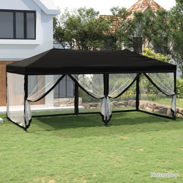 Tente de rception pliable avec parois Noir 3x6 m alsavelo