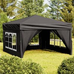 Tente de réception pliable avec parois Noir 3x3 m alsavelo