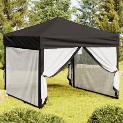 Tente de réception pliable avec parois Noir 3x3 m alsavelo