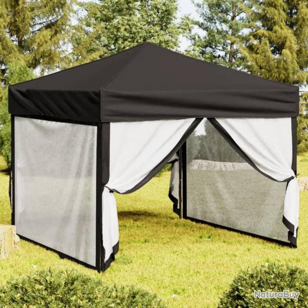 Tente de rception pliable avec parois Noir 3x3 m alsavelo