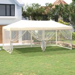 Tente de réception pliable avec parois Crème 3x6 m alsavelo