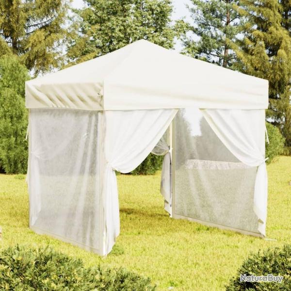 Tente de rception pliable avec parois Crme 2x2 m alsavelo
