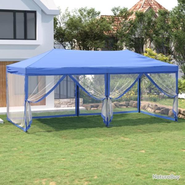 Tente de rception pliable avec parois Bleu 3x6 m alsavelo