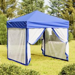 Tente de réception pliable avec parois Bleu 2x2 m alsavelo
