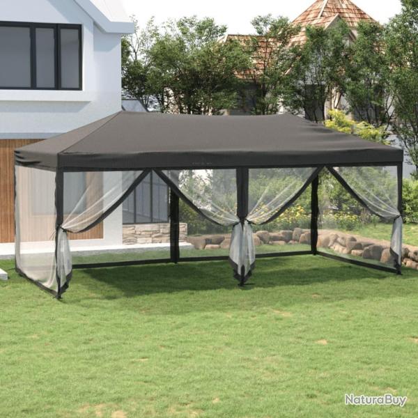 Tente de rception pliable avec parois Anthracite 3x6 m alsavelo