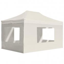Tente de réception pliable avec parois Aluminium 4,5x3 m Crème alsavelo