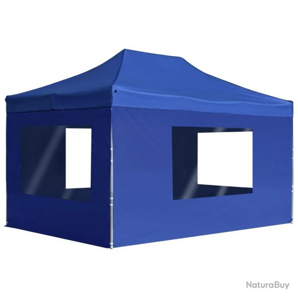 Tente de rception pliable avec parois Aluminium 4,5x3 m Bleu alsavelo