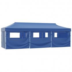 Tente de réception pliable avec 8 parois 3x9 m Bleu alsavelo