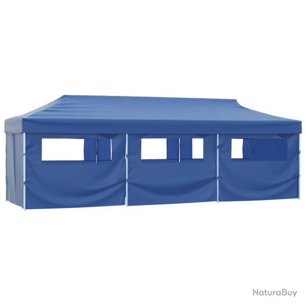 Tente de rception pliable avec 8 parois 3x9 m Bleu alsavelo