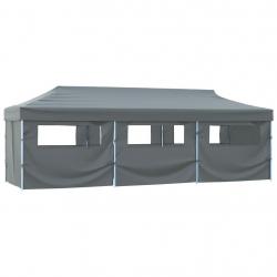 Tente de réception pliable avec 8 parois 3 x 9 m Anthracite alsavelo