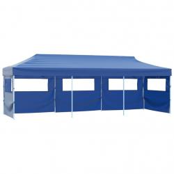Tente de réception pliable avec 5 parois 3x9 m Bleu alsavelo