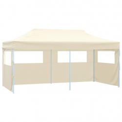 Tente de réception pliable avec 4 parois 3x6 m Acier Crème alsavelo