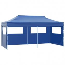 Tente de réception pliable avec 4 parois 3x6 m Acier Bleu alsavelo
