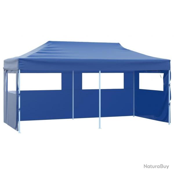Tente de rception pliable avec 4 parois 3x6 m Acier Bleu alsavelo