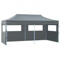 Tente de réception pliable avec 4 parois 3x6 m Acier Anthracite alsavelo