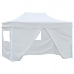 Tente de réception pliable avec 4 parois 3x4 m Acier Blanc alsavelo