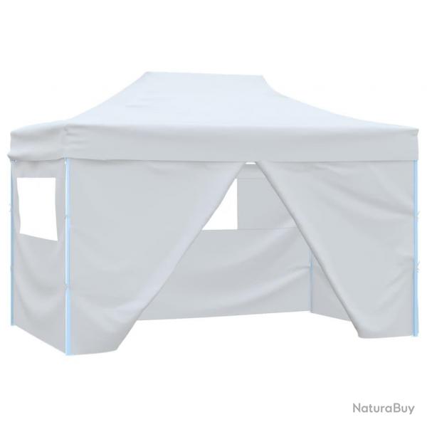 Tente de rception pliable avec 4 parois 3x4 m Acier Blanc alsavelo