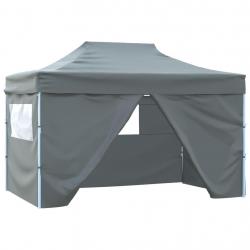 Tente de réception pliable avec 4 parois 3x4 m Acier Anthracite alsavelo