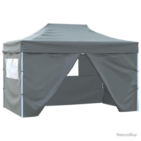 Tente de rception pliable avec 4 parois 3x4 m Acier Anthracite alsavelo