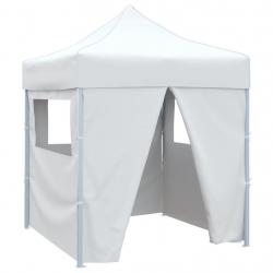Tente de réception pliable avec 4 parois 2x2 m Acier Blanc alsavelo