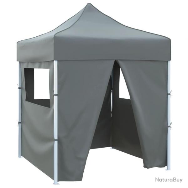 Tente de rception pliable avec 4 parois 2x2 m Acier Anthracite alsavelo
