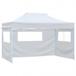 Tente de réception pliable avec 3 parois 3x4 m Acier Blanc alsavelo